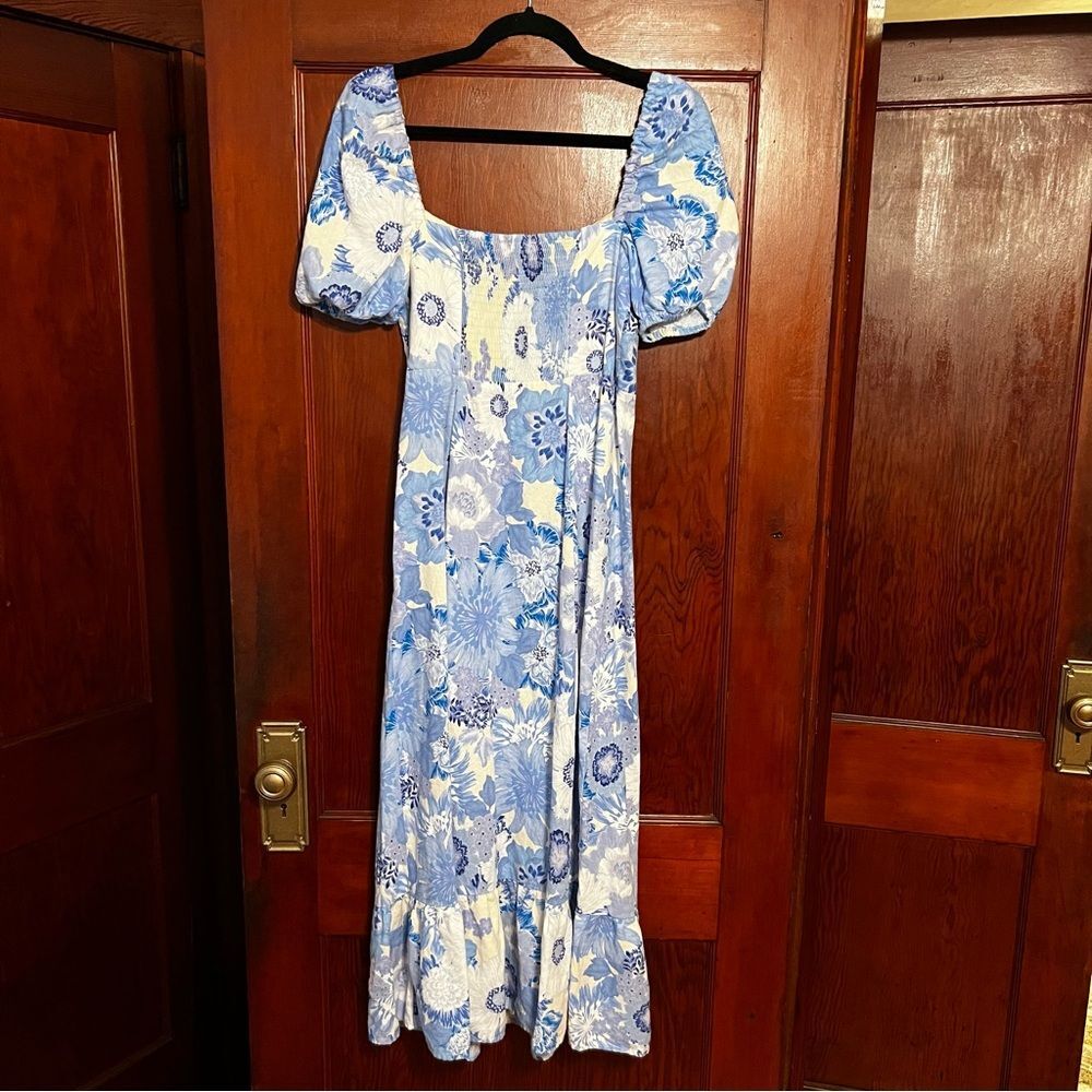 London Times Blue and White Floral Maxi Dress - Size 4 - Picture 4 of 8